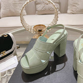 sandals light turquoise patent crumpled lambskin